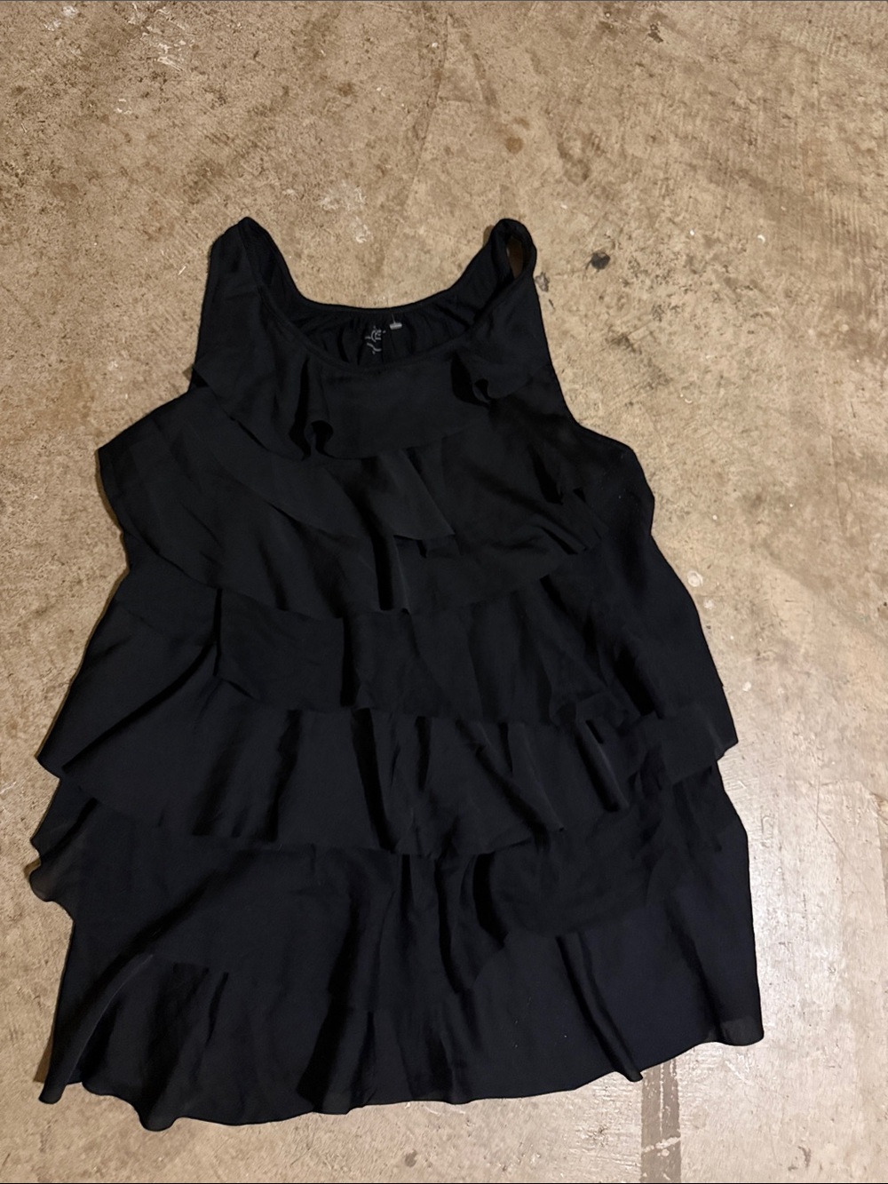 LOFT Black Sleeveless Layered Ruffle Top